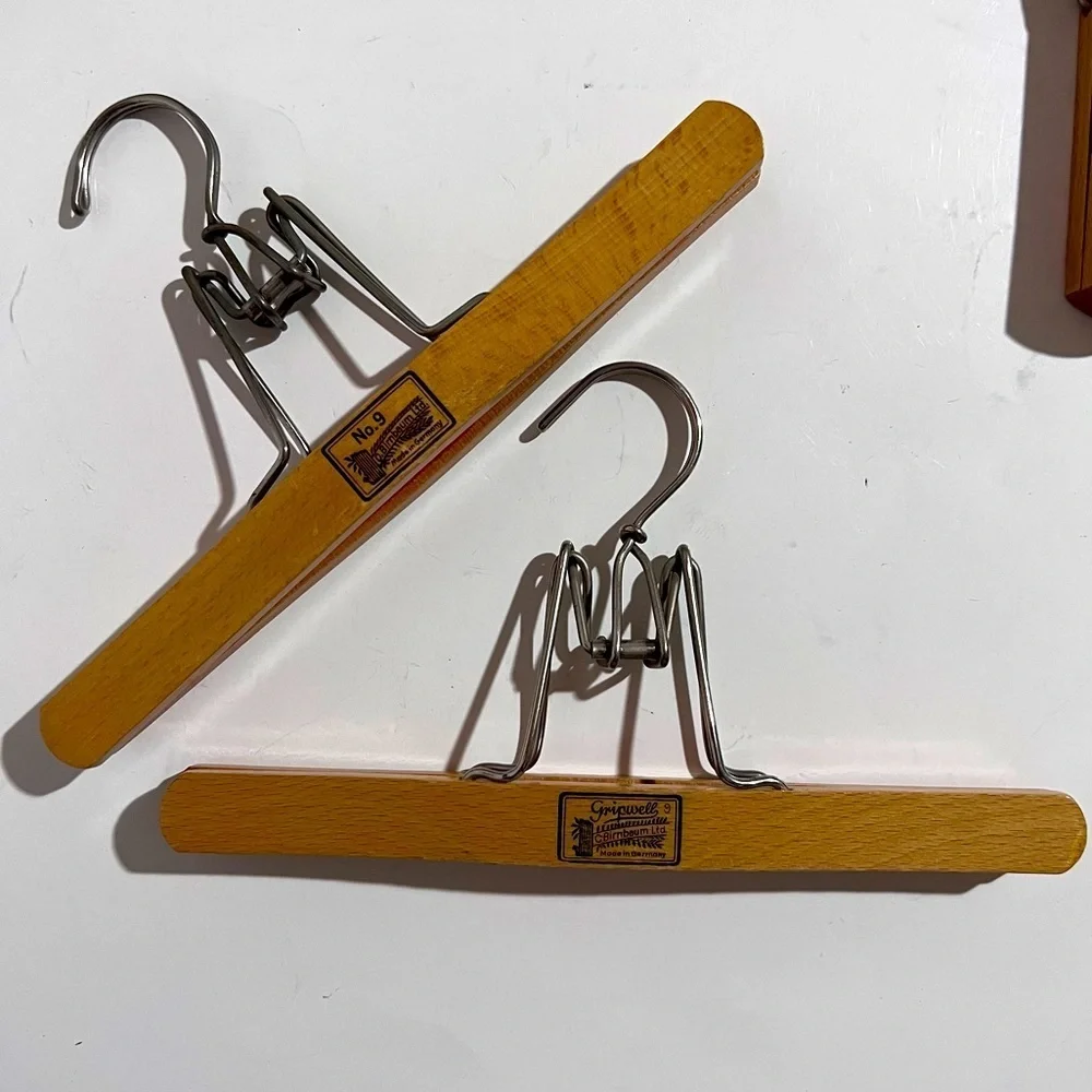 Lot of 5 Vintage Wood & Metal Clamp Hangers